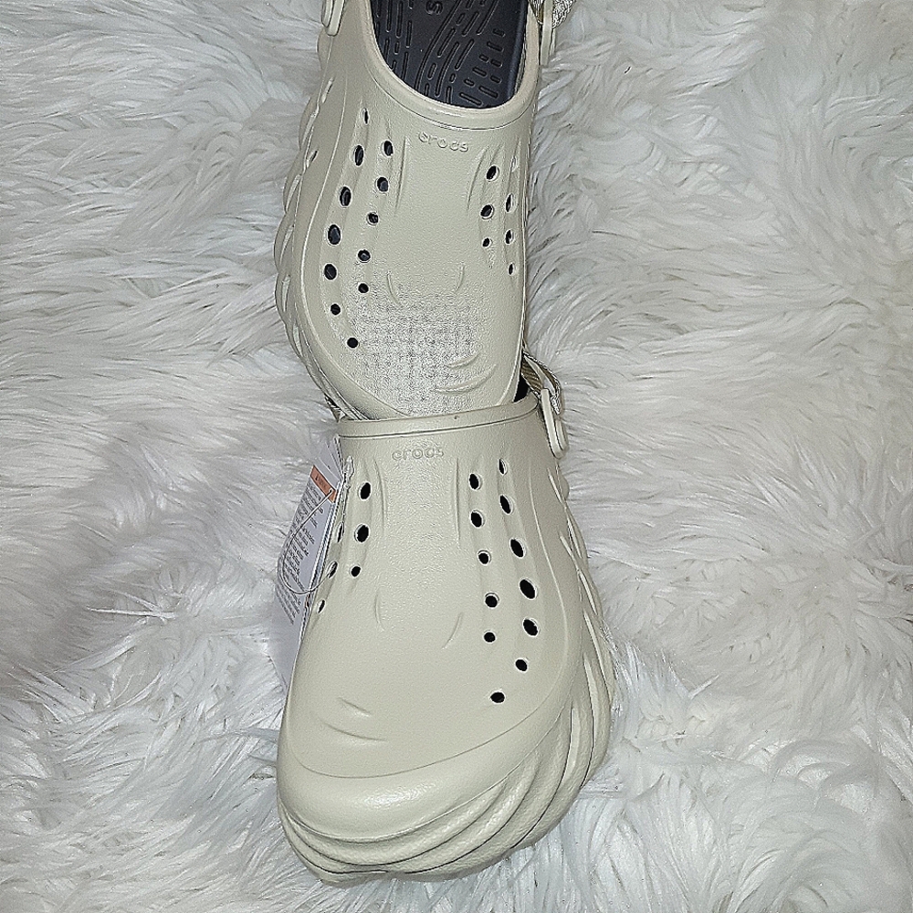 CROCS Cream Platform Sandals with Ventilation